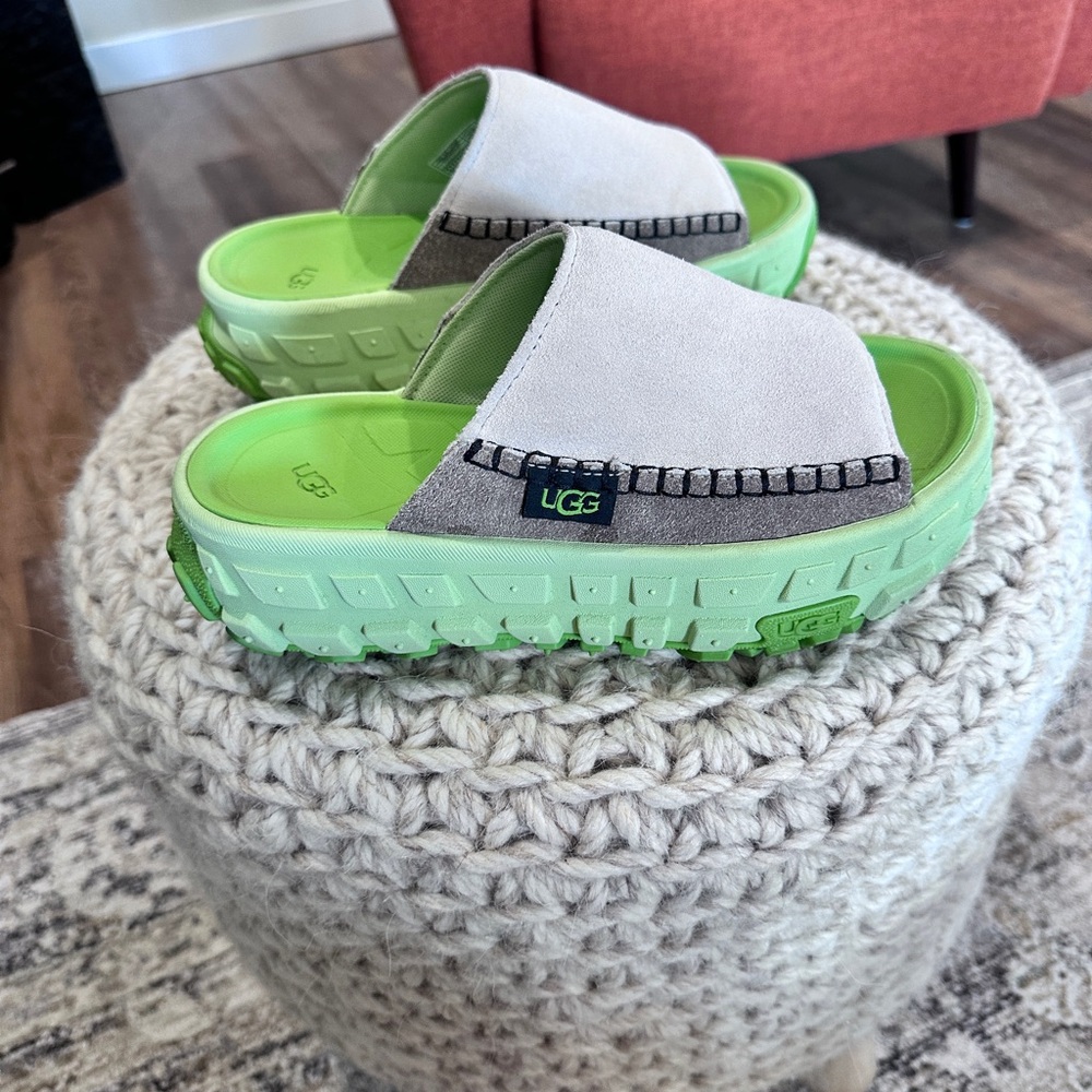 UGG Venture Daze Platform Slide Sandal - Gray and Green Size 6